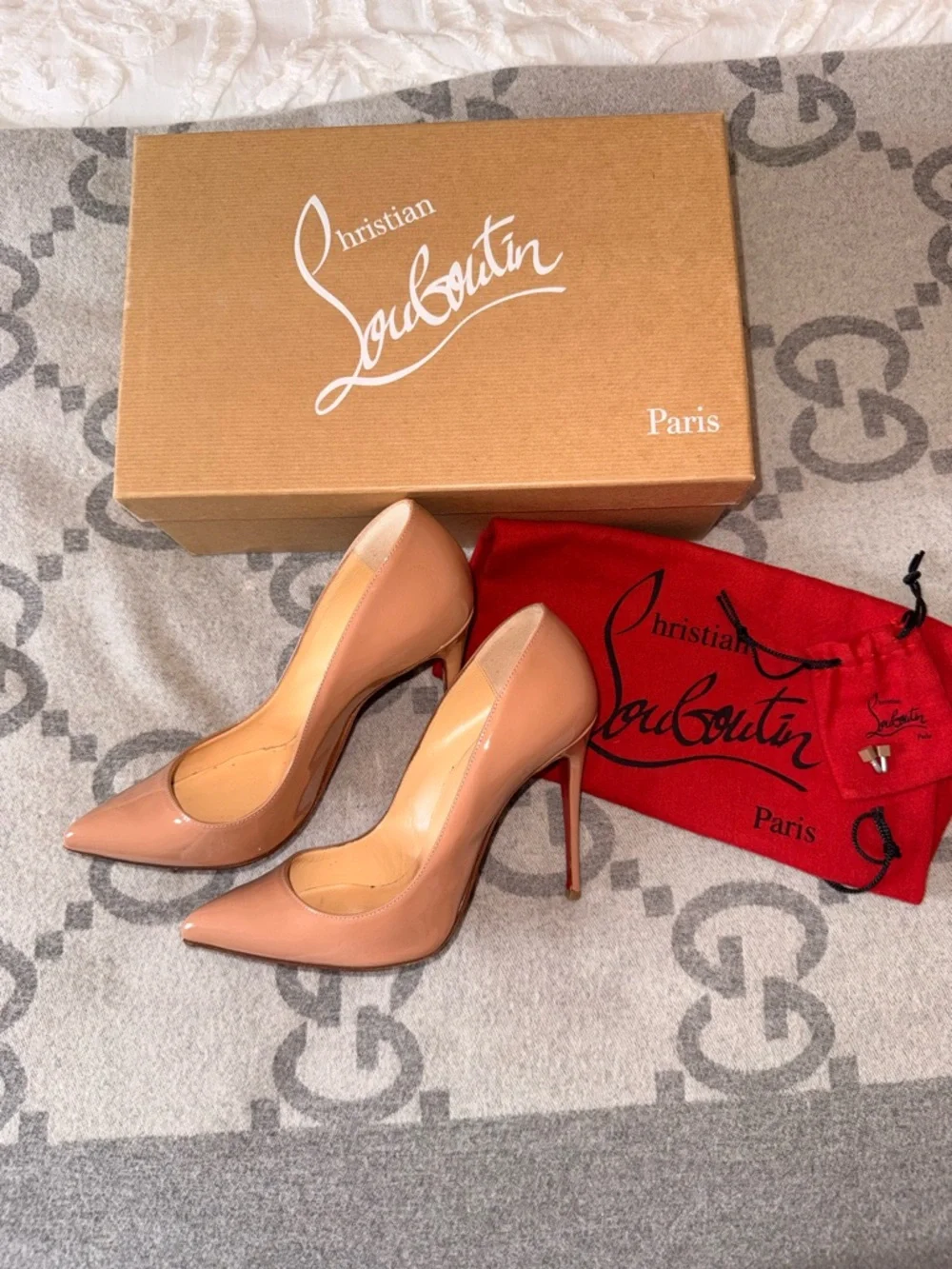 Christian Louboutin Nude Patent Pigalle Stiletto Pumps, 100mm, 36 - Picture 3 of 13